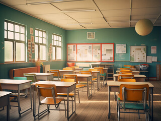 Cozy loft class room with trendy furniture. AI Generation.