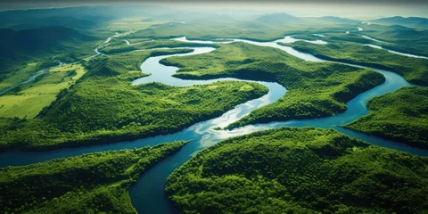 Foto auf Acrylglas Aerial view of green river © Creative Clicks