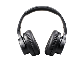 Black headphones isolated. Generative AI