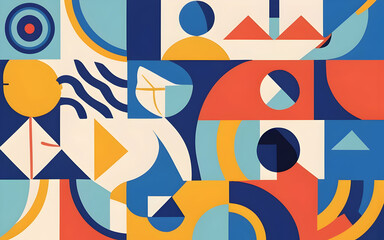 2D minimalistic abstract futuristic lines dots shapes contrast bright colors geometric background wallpaper ai generative