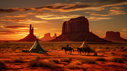 Native american hogans at Monument Valley - obrazy, fototapety, plakaty
