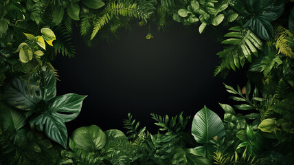 Fototapeta premium Nature background framed by green leaves