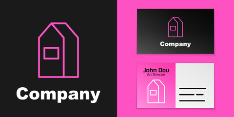 Pink line Paper package for milk icon isolated on black background. Milk packet sign. Logo design template element. Vector