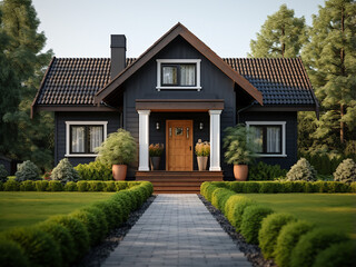 Timeless beauty of a classic house exterior. AI Generation.