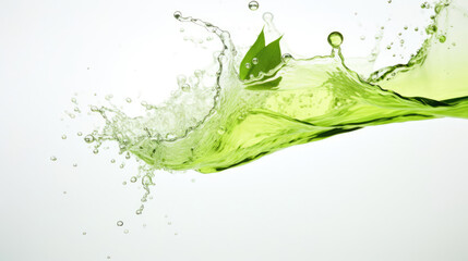fresh green tea splash isolated on white