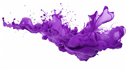 purple ink splashes isolated on white background - obrazy, fototapety, plakaty