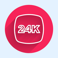 White line Gold bars 24k icon isolated with long shadow background. Banking business concept. Red circle button. Vector