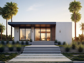 Fototapeta premium The essence of modern living in exterior design. AI Generation.