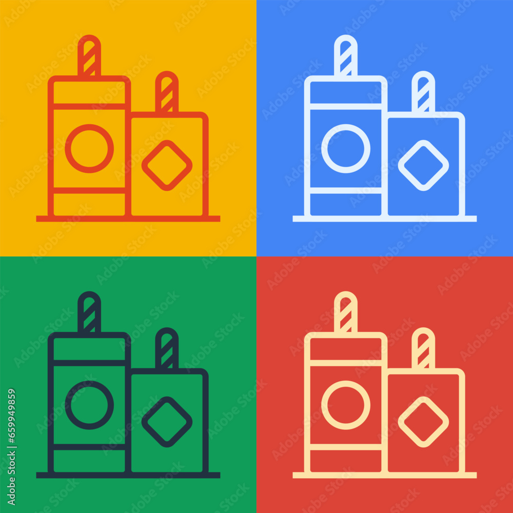Poster pop art line firework icon isolated on color background. concept of fun party. explosive pyrotechnic