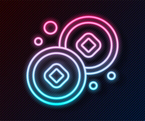Glowing neon line Chinese Yuan currency symbol icon isolated on black background. Coin money. Banking currency sign. Cash symbol. Vector