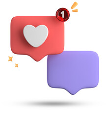 3d rendering of speech bubble with notification icons, 3D pastel pink purple chat icon set. Set of 3d speak bubble.
