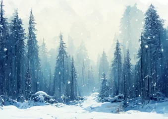 Crédence de cuisine en verre imprimé Blanche winter forest landscape