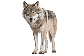 Gray Wolf on White Background Generative AI