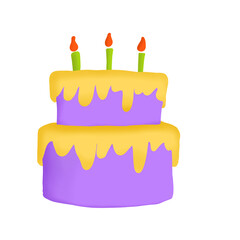 Layer Butter Cake with Candles for Special Day Icon Graphic Clipart Cartoon