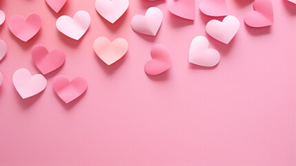 Pink cute hearts made of paper