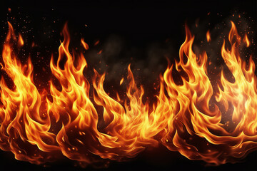 Flammen Inferno als Hintergrund auf schwarz - obrazy, fototapety, plakaty