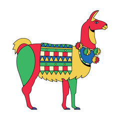 Vector Traditional Peru llama Icon Illustration Isolated © aratehortua