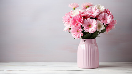 Pink flower in a mini pot