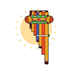 Vector Traditional Peru Panflute Icon Illustration Isolated