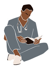 Abstract professional black doctor illustration. Vector illustration.