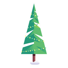 Vector Christmas Tree Art Deco Retro Illustration Isolated