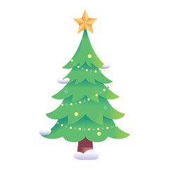 Obraz premium Vector Christmas Tree Art Deco Retro Illustration Isolated