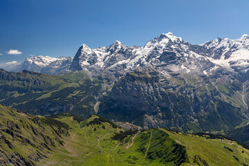 Fototapeta na wymiar Eiger Monch Jungfrau and Murren from Birg