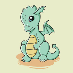 Baby fire dragon or dinosaur cute characters isolated vector. Happy chinese new year 2024 year of the dragon. Funny fantasy character.