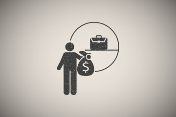 Businessman, investor icon vector illustration in stamp style