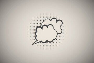 pop art, speech bubble, clouds icon vector illustration in stamp style