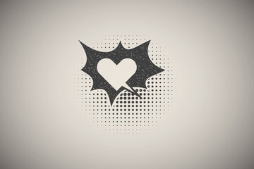 pop art, speech bubble, heart icon vector illustration in stamp style