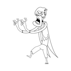 Zombie Character of Hallowen Isolated Retro Cartoon Vector