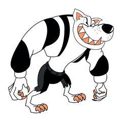 Werewolf Character of Hallowen Isolated Retro Cartoon Vector