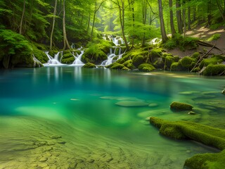 beautiful landscape of the river in the forest