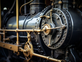 Fototapeta na wymiar A detailed photo showcasing the intricate details of a vintage steam engine, V52 style.
