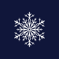 Snowflake beautiful white openwork symmetrical on a blue background