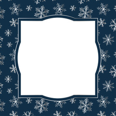 Post is square with an unusual frame of silver snowflakes, with white empty space in the middle
