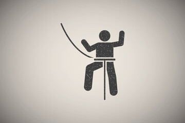 Man travel sport fight icon vector illustration in stamp style