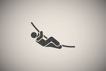 Adventure climbing multisport icon vector illustration in stamp style