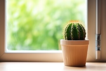 cactus plant on a wooden window sill