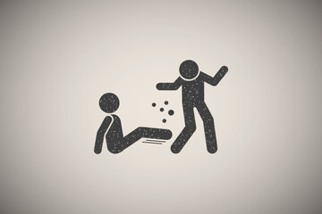 Attack men leg icon vector illustration in stamp style