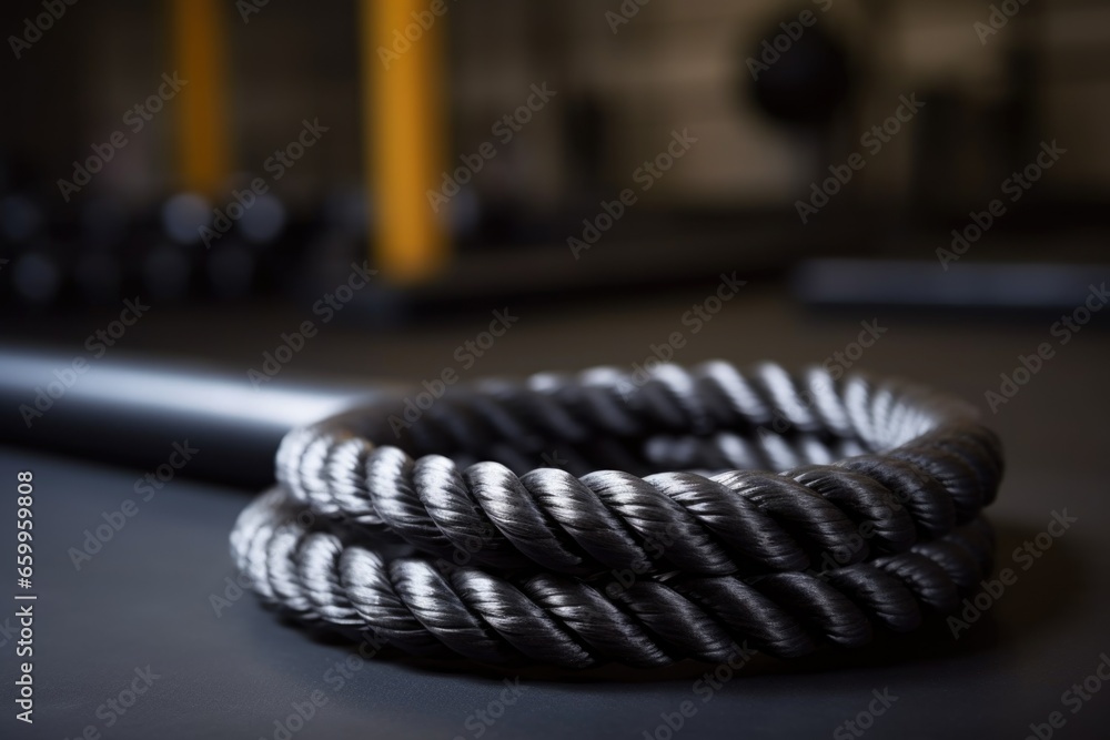 Sticker detail of a thick rope used for fitness training