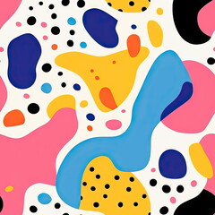 Fototapeta premium Background Seamless Pattern doodle and pop art with abstract lines and pop art color shapes