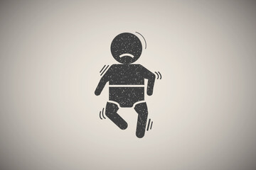 Baby, cramp, seizure icon vector illustration in stamp style