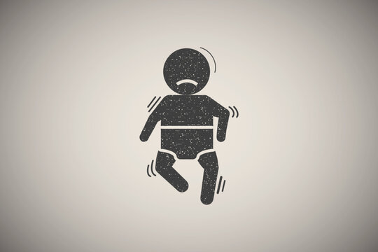 Baby, cramp, seizure icon vector illustration in stamp style
