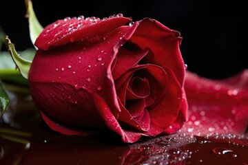 glistening tears on a single rose petal