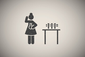 Teacher chemical show pictogram icon vector illustration in stamp style