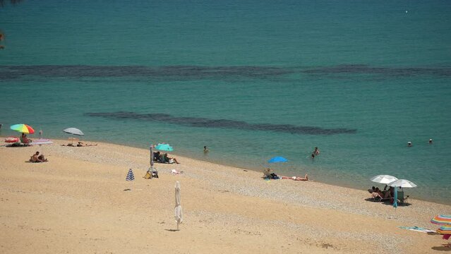 View of Paralia Skalas beach, Skala, Cephalonia, Ionian Islands, Greek Islands