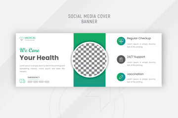 Vector modern medical theme linkedin healthcare and hospital facebook cover design template
