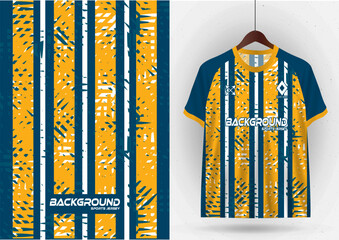 Sports jerseys are designed in green and yellow tones with abstract modern template patterns, sporty casual style cycling running basketball marathon soccer football.